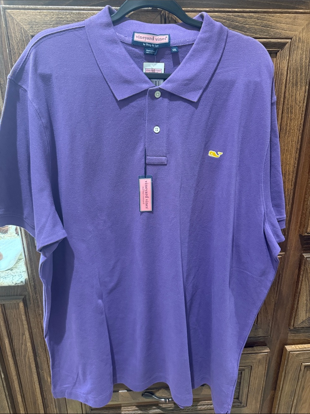 Vineyard Vines Men’s Purple Polo with Yellow Whale